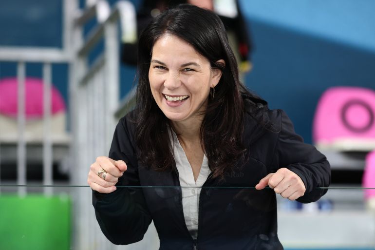 MILAN, ITALY - FEBRUARY 07: Annalena Baerbock, President of the United Nations General Assembly looks on at the Speed Skating on day one of the Milano Cortina 2026 Winter Olympic games at Milano Speed Skating Stadium on February 07, 2026 in Milan, Italy. (Photo by Andreas Rentz/Getty Images)